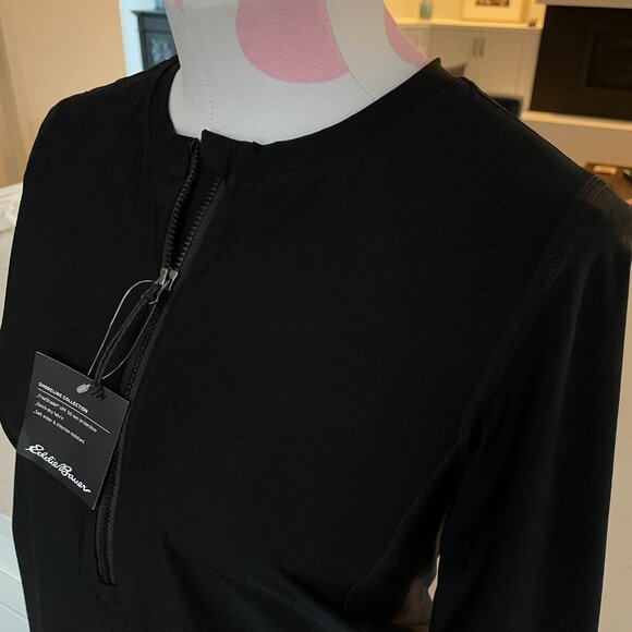 Eddie Bauer LS Shoreline Rashguard 1/4 Zip UPF 50 Sun Protection Top Black Sz S - Picture 5 of 14